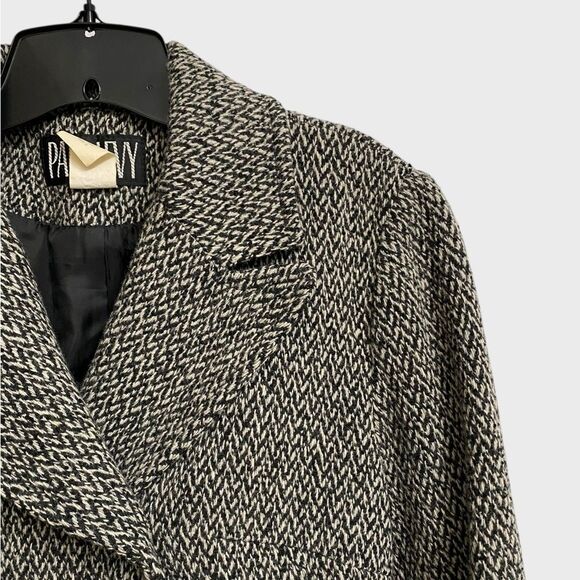 Vintage Paul Levy Women's Herringbone Pea Coat Size M Wool Grey Jacket Old Money - Picture 4 of 15